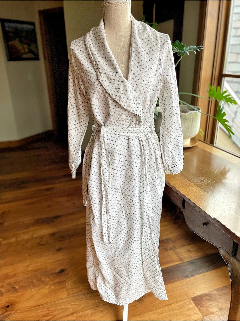 The Vermont Country Store Floral Cotton Robe Medium